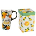 thumbnail image 1 of Ceramic Travel Cup, 17 OZ. ,w/box and Tritan Lid, Lemon Drop Collection, 1 of 5