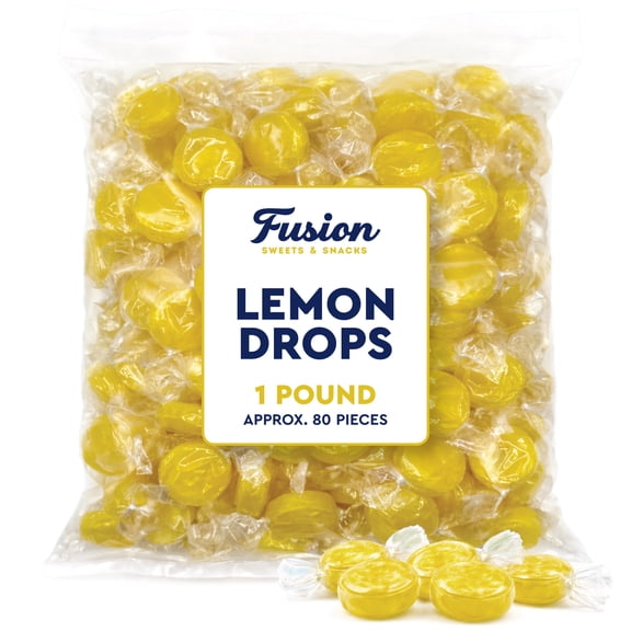Lemon Drops Hard Candy Old Fashioned  1 Pound Bulk Bag, Individually Wrapped Classic Lemon Candy, Tart Citrus Flavor, Traditional Yellow Hard Sweets