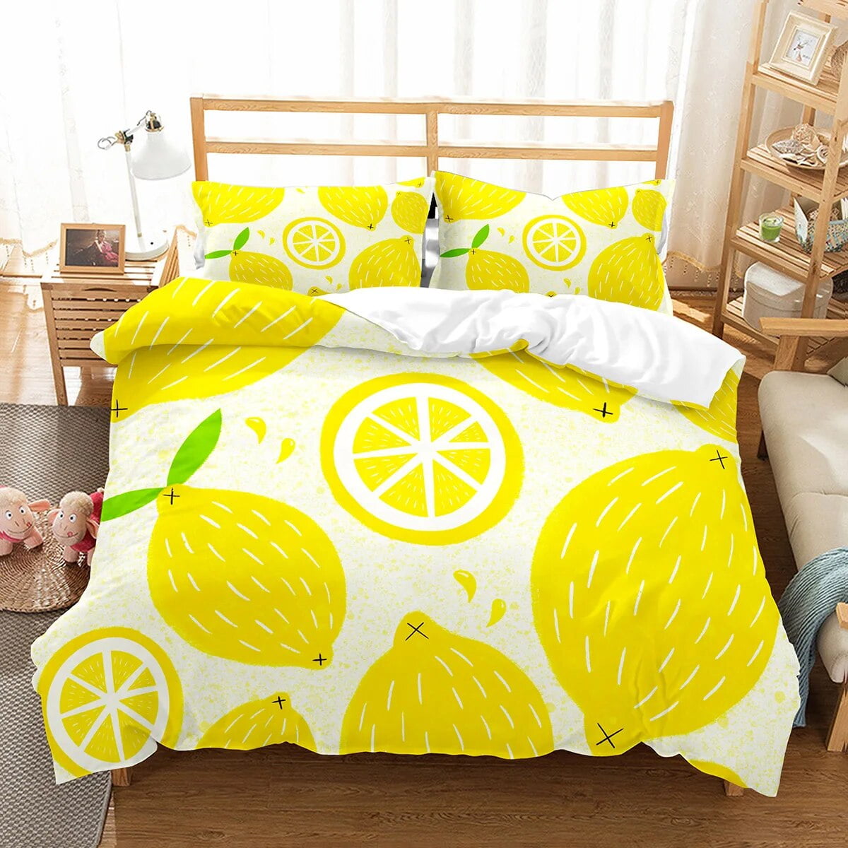 Lemon Duvet Cover Set Fresh Fruit Pattern Comforter Cover Double Single