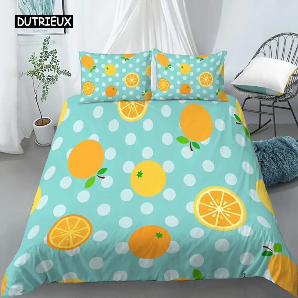 Lemon Duvet Cover Set Fruit Theme 2/3pcs Bedding Set Queen King Size