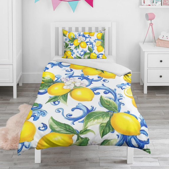 Lemon Duvet Cover and Pillowcase Set for Single Bedding, Bedroom Accessories for Kids Teens