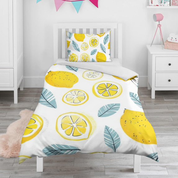 Lemon Duvet Cover and Pillowcase Set for Single Bedding, Bedroom Accessories for Kids Teens