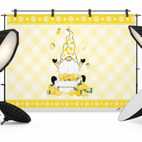Lemon Dwarfs Photography Backdrop 7x5FT, Yellow Plaid Flower Summer Fruit Farm Plant Photo Backdrops, Background for Photography Studio Photo Studio Background, Back Drop for Photoshoot