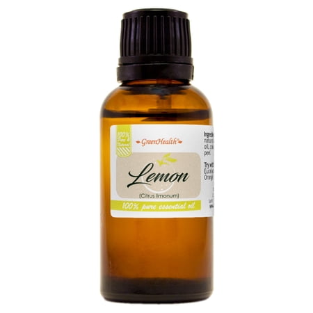 Lemon Essential Oil - 1 fl oz (30 ml) Glass Bottle w/ Euro Dropper - 100% Pure Essential Oil by GreenHealth