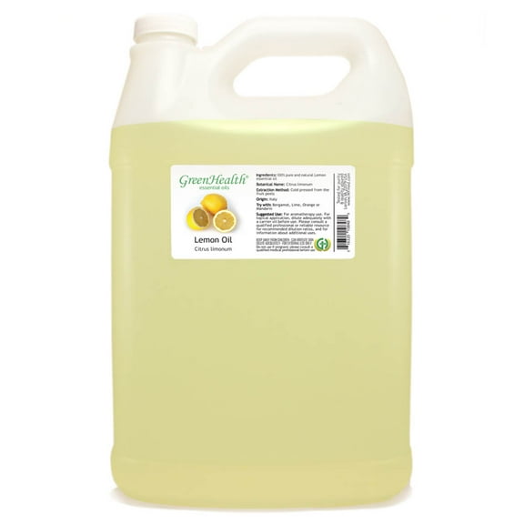 Lemon Essential Oil - 128 fl oz (1 Gallon) Plastic Bottle w/ Cap - 100% Pure Essential Oil by GreenHealth