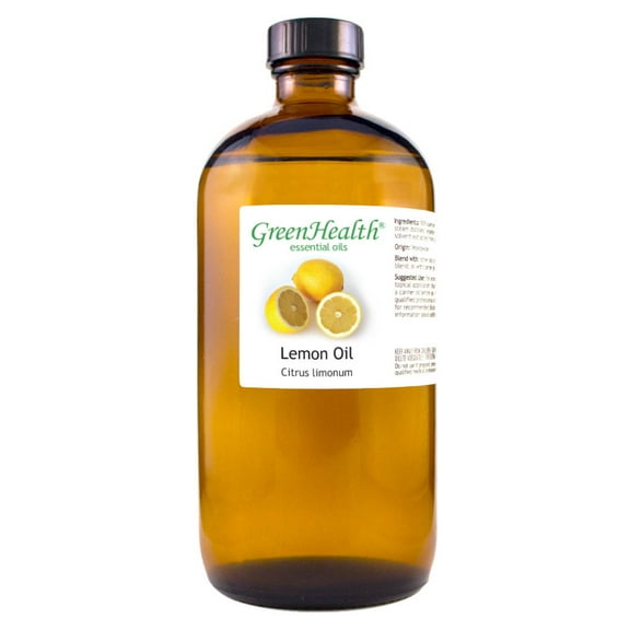 Lemon Essential Oil - 16 fl oz (473 ml) Glass Bottle w/ Cap - 100% Pure Essential Oil by GreenHealth