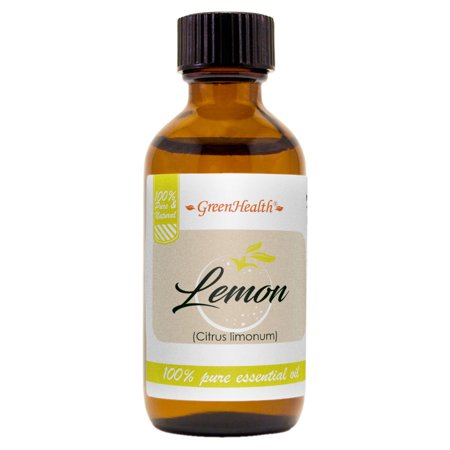 Lemon Essential Oil - 2 fl oz (59 ml) Glass Bottle w/ Cap - 100% Pure Essential Oil by GreenHealth