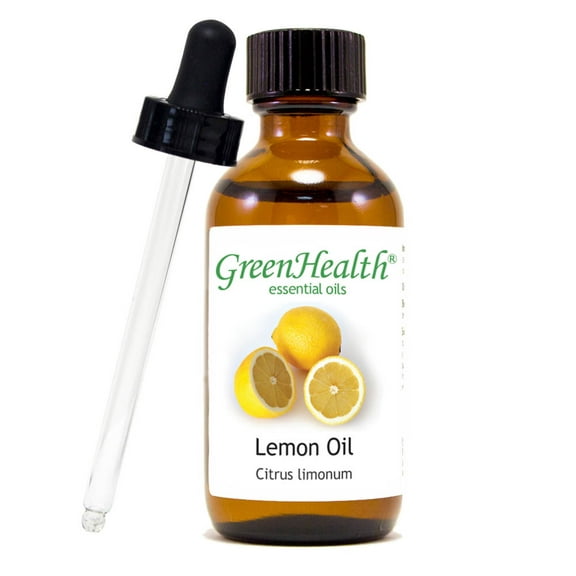Lemon Essential Oil - 2 fl oz (59 ml) Glass Bottle w/ Cap & Additional Glass Dropper - 100% Pure Essential Oil by GreenHealth