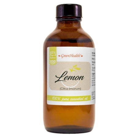 Lemon Essential Oil - 4 fl oz (118 ml) Glass Bottle w/ Cap - 100% Pure Essential Oil by GreenHealth
