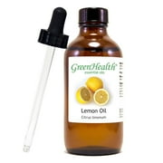 Lemon Essential Oil - 4 fl oz 118 ml Glass Bottle w/ Cap & Additional Glass Dropper - 100% Pure Essential Oil by GreenHealth