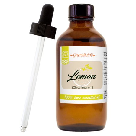 Lemon Essential Oil - 4 fl oz (118 ml) Glass Bottle w/ Cap & Additional Glass Dropper - 100% Pure Essential Oil by GreenHealth