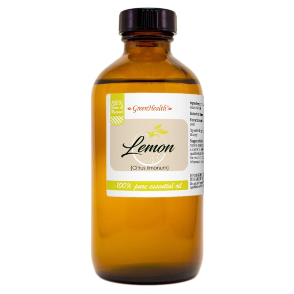 Lemon Essential Oil - 8 fl oz (237 ml) Glass Bottle w/ Cap - 100% Pure Essential Oil by GreenHealth
