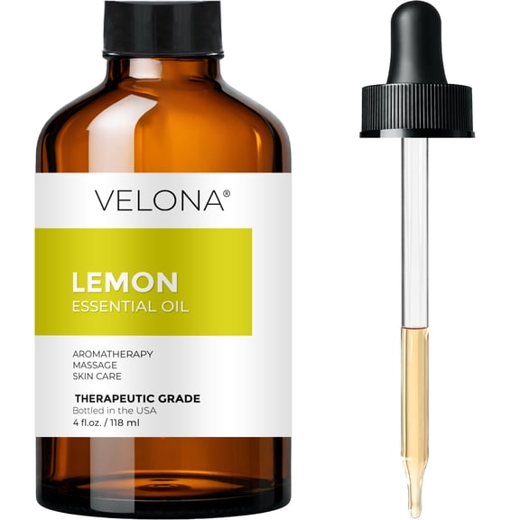 Lemon Essential Oil by Velona - 4 oz | Therapeutic Grade for Aromatherapy Diffuser