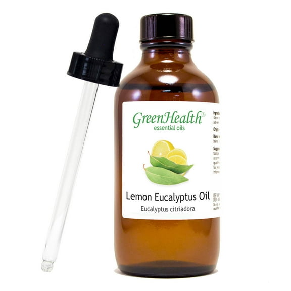 Lemon Eucalyptus Essential Oil - 4 fl oz (118 ml) Glass Bottle w/ Cap & 1 Glass Dropper - GreenHealth