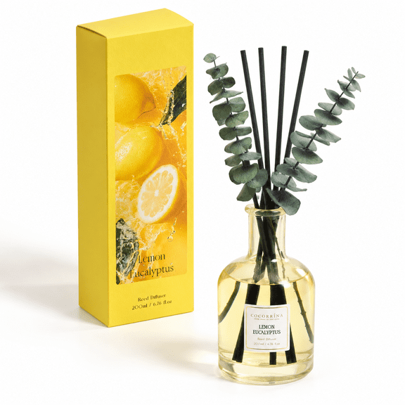 Lemon Eucalyptus Reed Diffuser, 6.76 Oz, Home Fragrance for Bedroom, Bathroom, Living Room