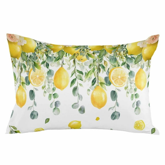 Lemon Eucalyptus Throw Pillow Cover 24 x 36 Inch Decorative Pillow Cover Farm Flower Fruit Country Boho Summer Lumbar Pillowcase Seasonal Rectangle Cushion Case for Couch Sofa Bed Living Room