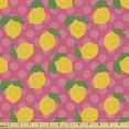 thumbnail image 1 of Ambesonne Lemon Fabric by the Yard Upholstery, Lemons with Leaves Polka Dots, 3 Yards, Burnt Sienna Multicolor, 1 of 4