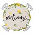 thumbnail image 1 of Lemon Farmhouse Round Tablecloth for 36-44 Inch Tables,Fitted Table Cover with Elastic Edge,Summer Fruit Botanical Beige Burlap Waterproof Outdoor Table Cloth Protector for Patio Garden Dinner Picnic, 1 of 9