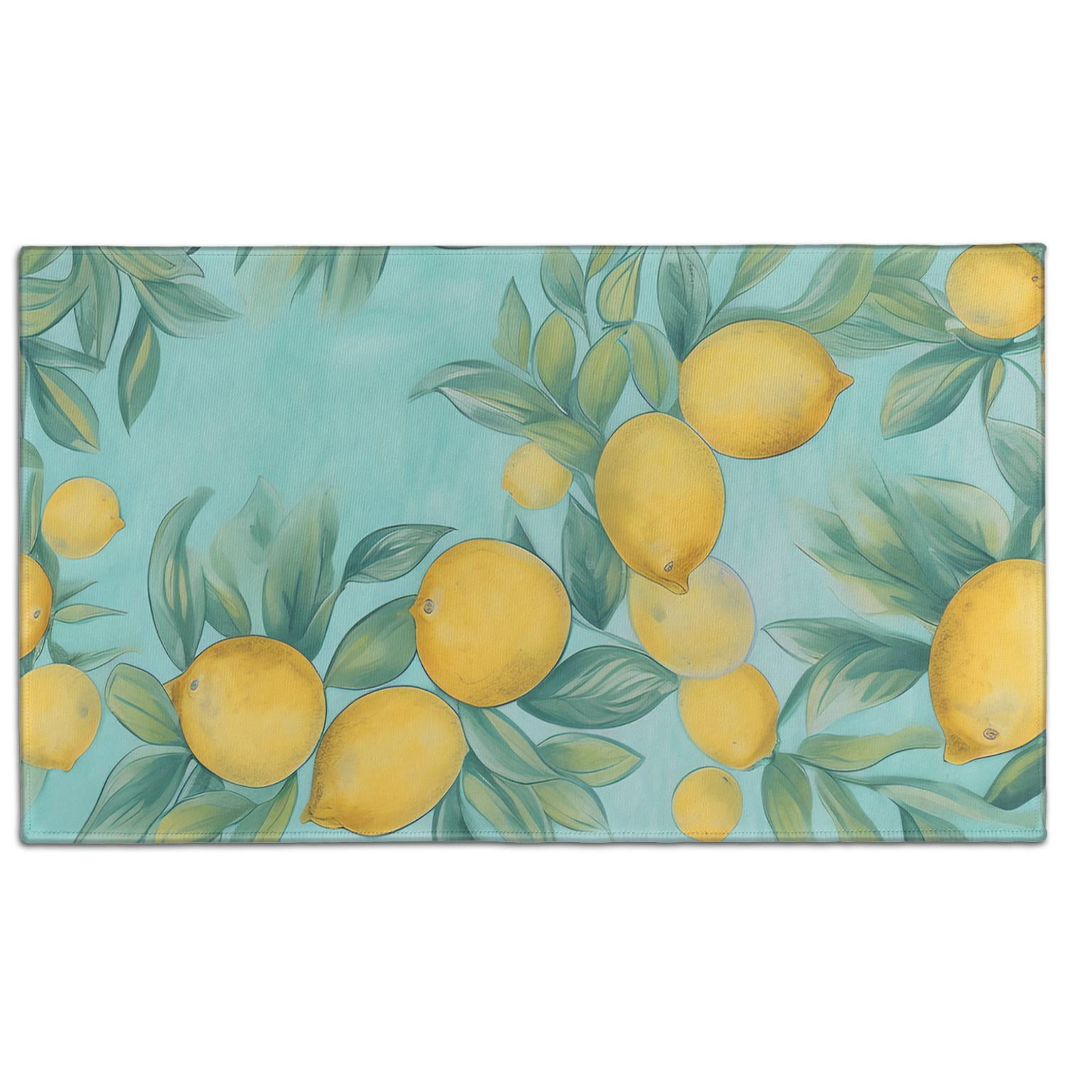 Lemon Farmhouse Rustic Yellow Green Rugs for Kitchen Country Farmhouse