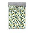 thumbnail image 1 of Lemon Fitted Sheet & Pillow Sham Set, Citrus Branches of Tree Season Summer Dream Fruits Exotic Vintage Pattern, Decorative Printed 3 Piece Bedding Decor, King, Cream Teal Marigold, by Ambesonne, 1 of 2