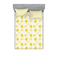thumbnail image 1 of Lemon Fitted Sheet & Pillow Sham Set, Summer Pattern of Whole and Halved Citrus Fruit with Polka Dots, Decorative Printed 6 Piece Bedding Decor Set, Full, Mustard Charcoal Grey, by Ambesonne, 1 of 3