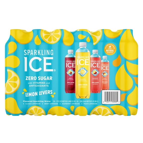 Lemon Flavored Sparkling Water Variety Pack, Zero Sugar Carbonated Beverage, 17 fl oz Bottles, 24 Count Refreshment Bundle