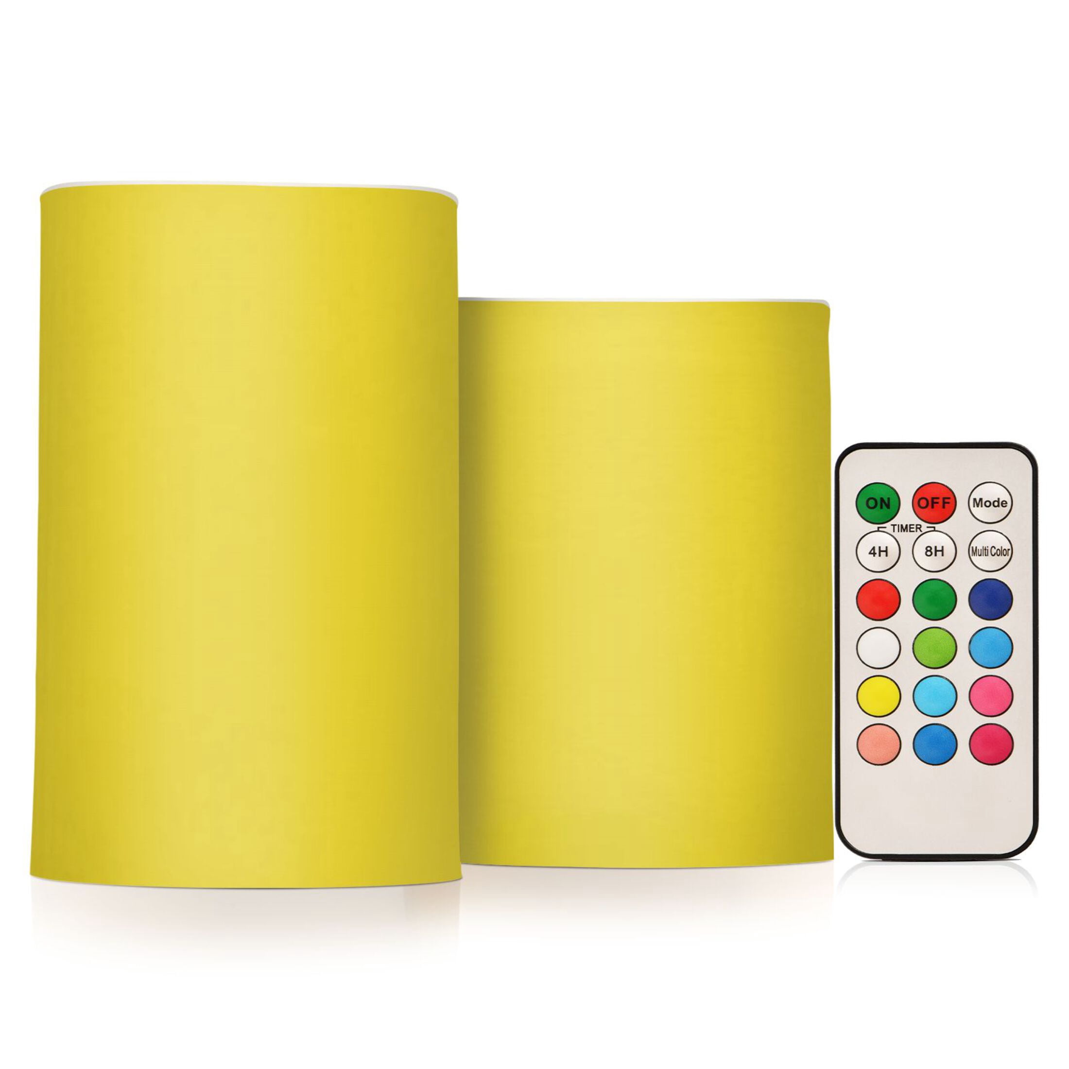 Lemon Flickering Flameless Candles Battery Operated with Remote Timer LED Pillar Candles Set of 2