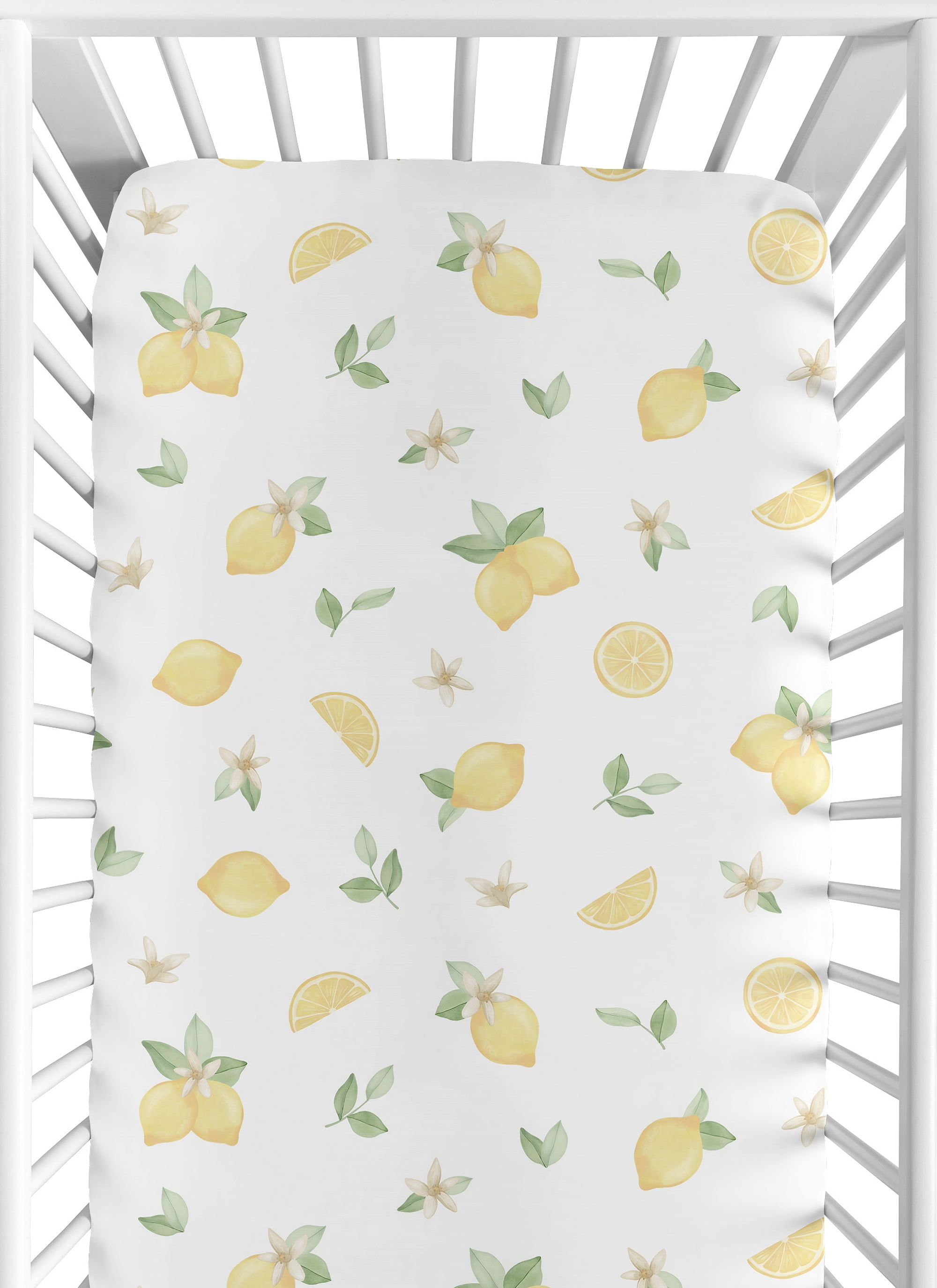 Lemon Floral Fitted Crib Sheet by Sweet Jojo Designs