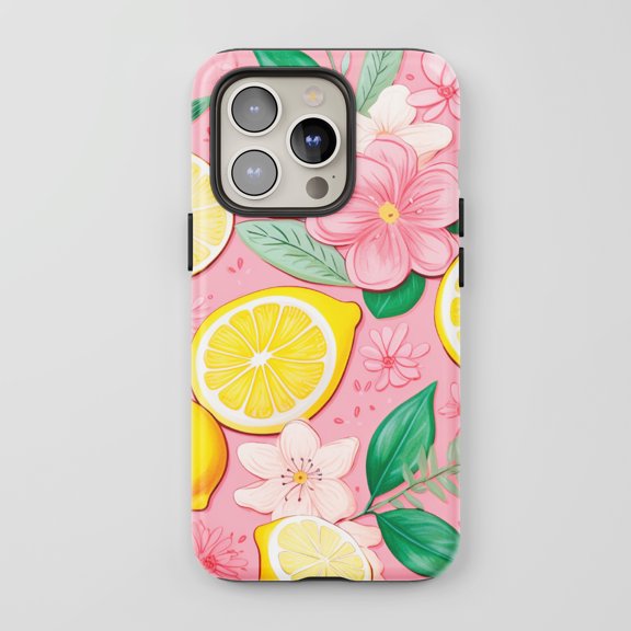 Lemon Floral For All iPhone Series Protective Phone Case Tropical Pink