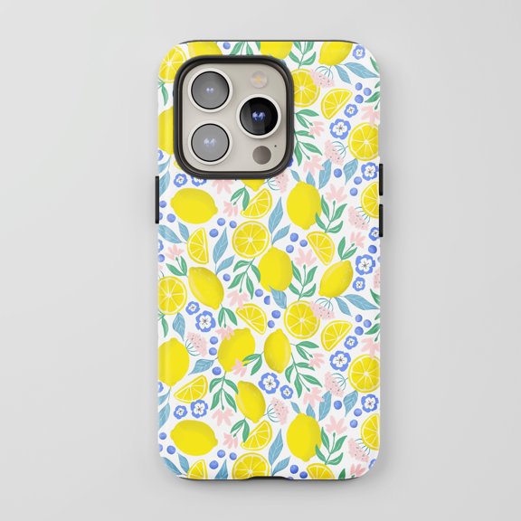 Lemon Floral For All iPhone Series Protective Phone Case Watercolor Summer Yellow