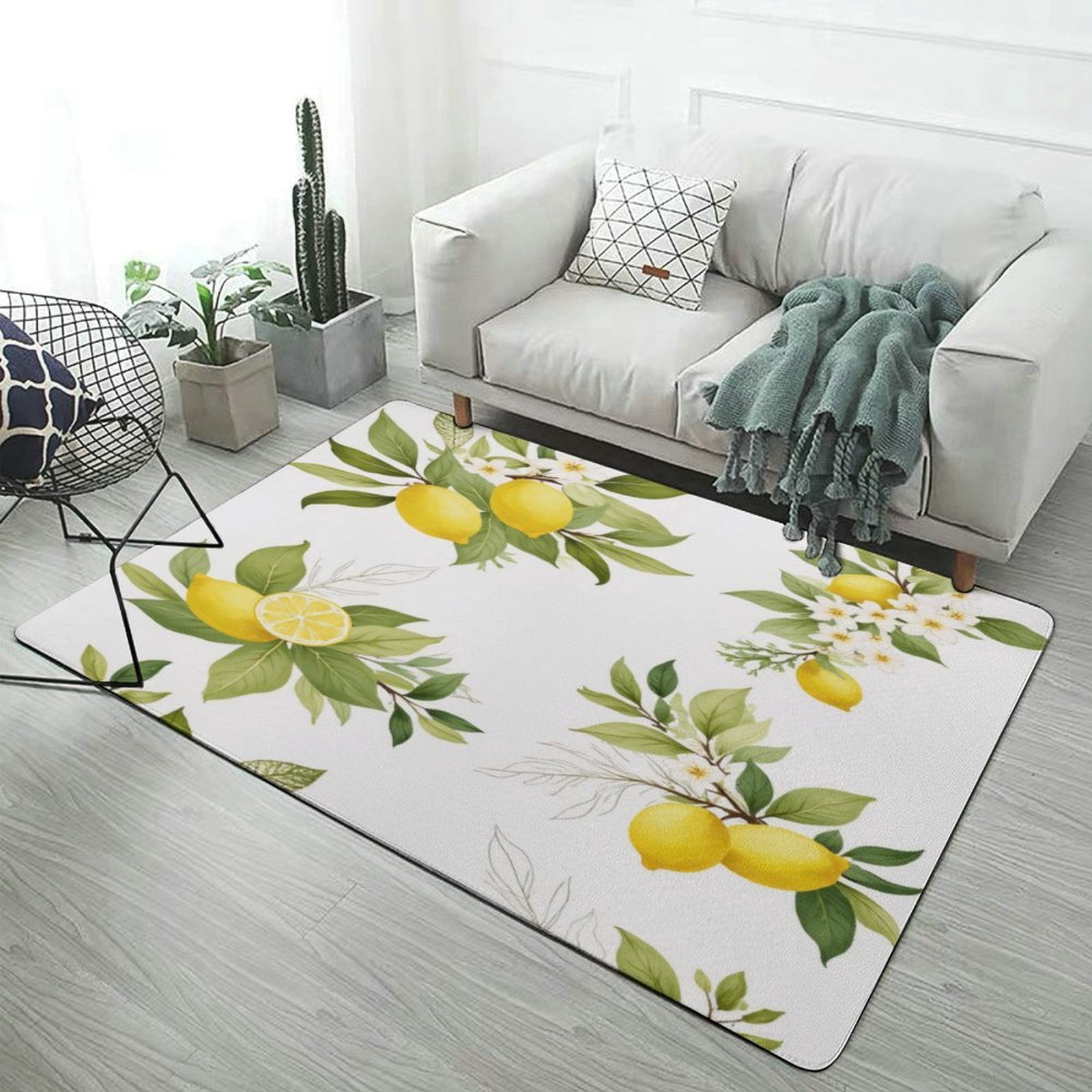 Lemon Floral Pattern Carpet Style Living Room Bedroom Rug Soft Carpet ...
