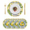 thumbnail image 1 of Lemon Floral Summer Round 15 Inch Placemats Set of 4, Yellow Plaid Leaves Flower HeatResistant Non Slip Place Mats for Dining Table, Wipeable Braided Kitchen Table Mats for Housewarming, 1 of 9