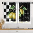 thumbnail image 1 of Lemon Flower Checkerboard Kitchen Curtains, Summer Vintage Leaf Short Window Curtains Set of 2, Window Treatment Tier Curtains for Kitchen Over Sink Bathroom Dining Room Decor (26x36 Inch), 1 of 6