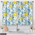 thumbnail image 1 of Lemon Flower Kitchen Curtains - Country Leaves Rustic Small Short Cafe Curtains Farmhouse Fruits Botanical Plant Tier Curtains for Living Room Rod Pocket Window Drapes 2 Panels 28"x24", 1 of 5