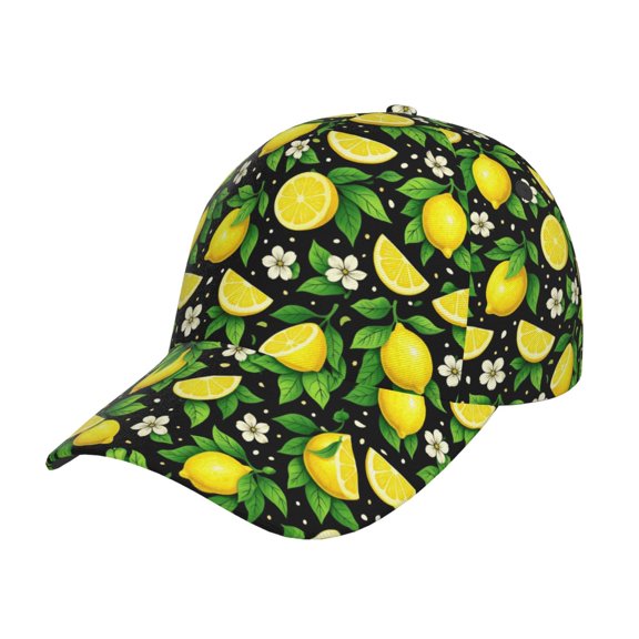 Lemon Flower Men Women Baseball Cap, Ajustable Snapback Golf Dad Hat Hip Hop Hats Curve Brim Casual Workouts Trucker Caps