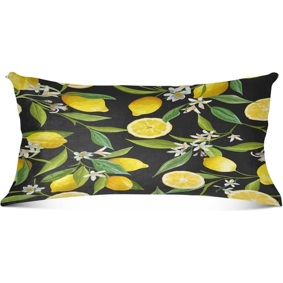 Lemon Flower Pillowcase, Super Soft Pillow Shams Covers, Plush Cozy Pillow Cases with Zipper, 21" X 54"(315) Home Decor Gifts