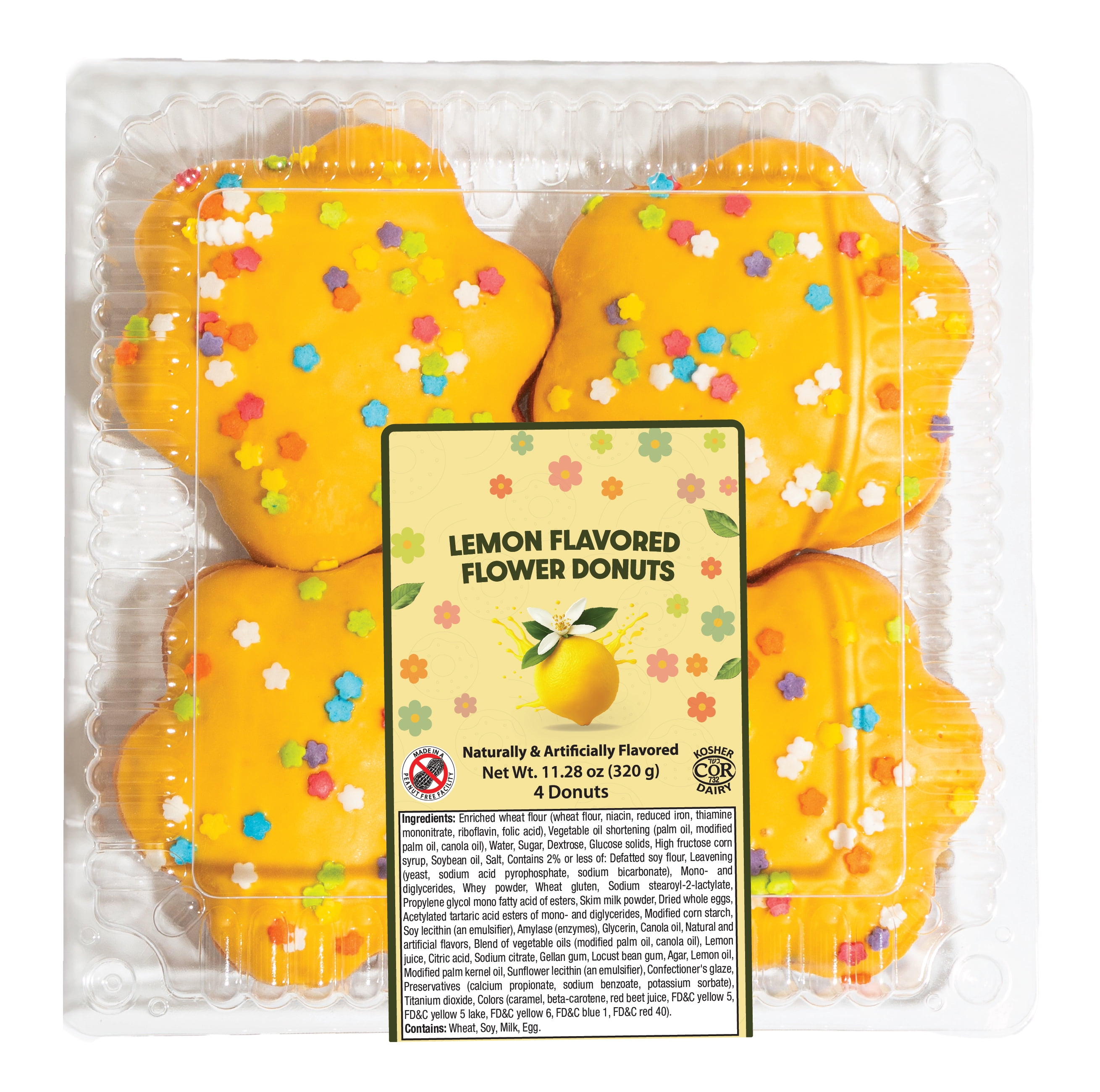 Lemon Flower Shaped Donut, 11.28 oz, 4ct - Walmart.com