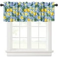 thumbnail image 1 of Lemon Flower Window Valance Curtains, Italian Navy Blue Tile Burlap Watercolor Lemon Floral Summer Fruit Valances for Farmhouse Kitchen Dinning Room Café Décor 54x18inch, 1 of 6