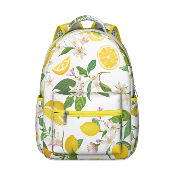 Lemon Flowers Backpack - Vintage Waterproof Bookbag for Teens, Durable & Ergonomic with Padded Straps and Spacious Main Compartment