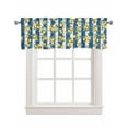 thumbnail image 1 of Lemon Flowers Kitchen Valances for Windows Farmhouse Linen Window Valance Curtain for Living Room Window Treatment Botanical Leaves Blue Vertical Stripes Valance Rod Pocket Topper Drape, 60 x 18 Inch, 1 of 6