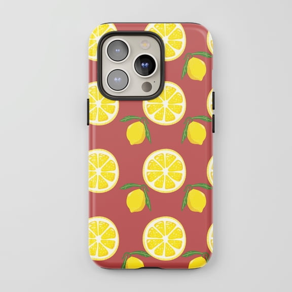 Lemon For All iPhone Series Protective Phone Case Cartoon Fruity Maroon