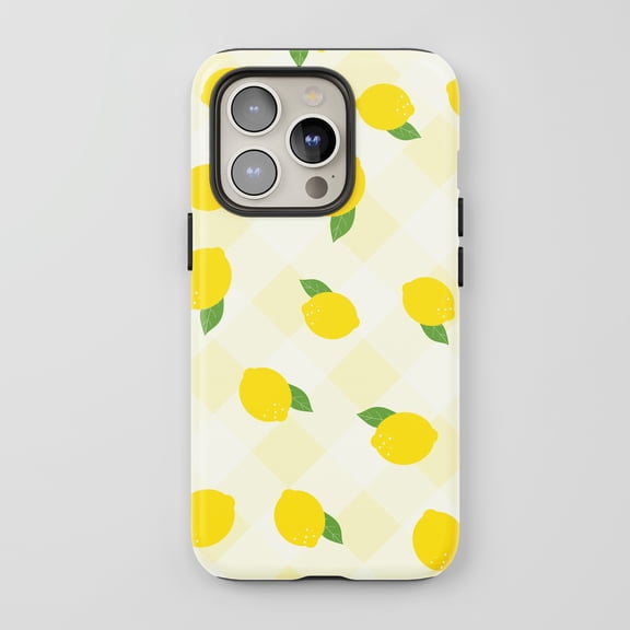 Lemon For All iPhone Series Protective Phone Case Cute Summer Plaid Yellow