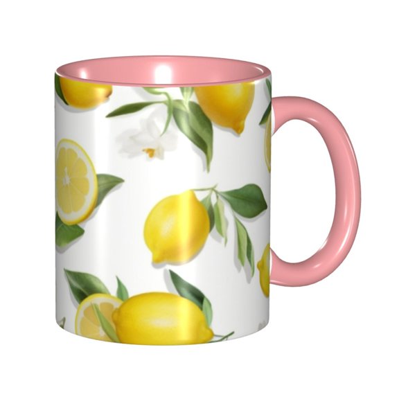 Lemon Fresh Coffee Mug Fun Custom Ceramic Mugs 11oz Pink