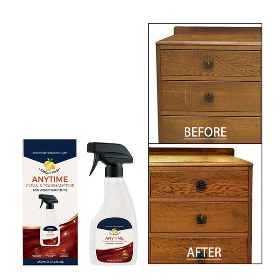Lemon Fresh Wood Furniture Polishing Agent Spray, Gentle Non-Toxic 2-in-1 Cleaner & Conditioner, Anti-Dust Scratch Resistant Wood Care for Kids Pet Household Wooden Cabinets Tables Dressers