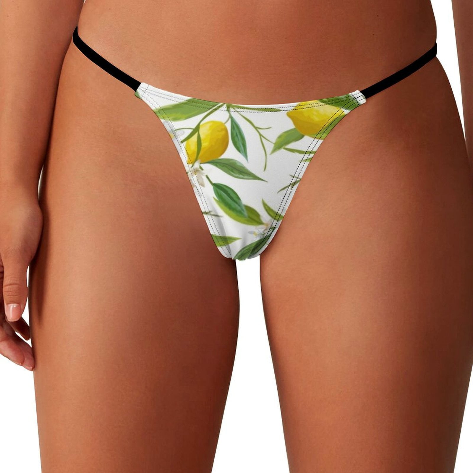 Lemon Fruit Background Flowers Leaves Lemons Women's Thongs Panties G ...