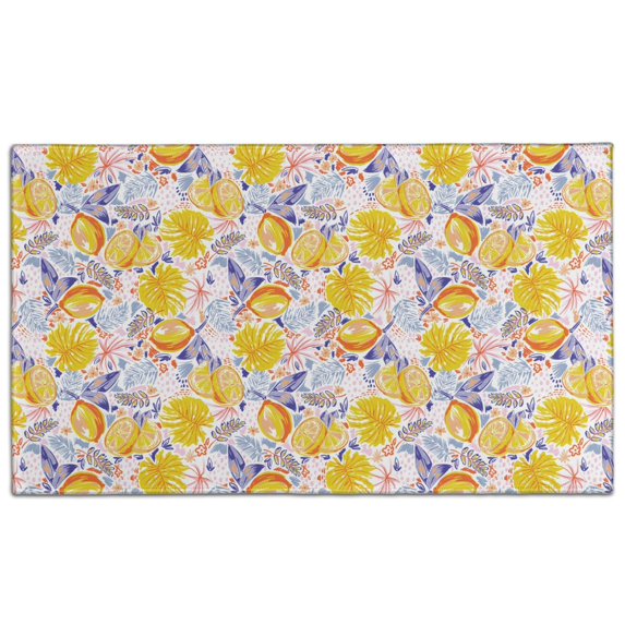 Lemon Fruit Crystal Velvet Non-slip Floor Mat, Entryway Doormat Durable Low-Profile Mat Home Decor, Mats Washable Kitchen Bathroom Laundry Bedroom Living Room Door Mat 30x17in
