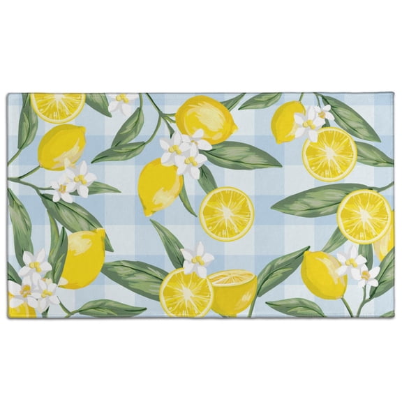 Lemon Fruit Crystal Velvet Non-slip Floor Mat, Entryway Doormat Durable Low-Profile Mat Home Decor, Rug Washable Kitchen Bathroom Laundry Bedroom Living Room Door Mats 30x17in