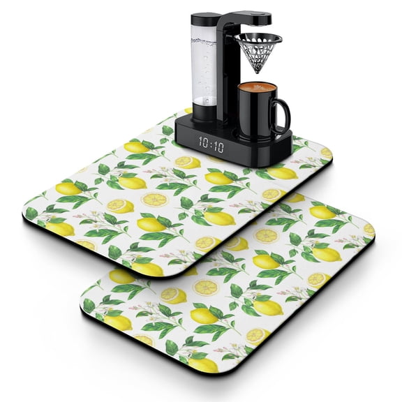 Lemon Fruit Dish Drying Mat, Cute Summer Yellow Pattern Absorbent Kitchen Mat