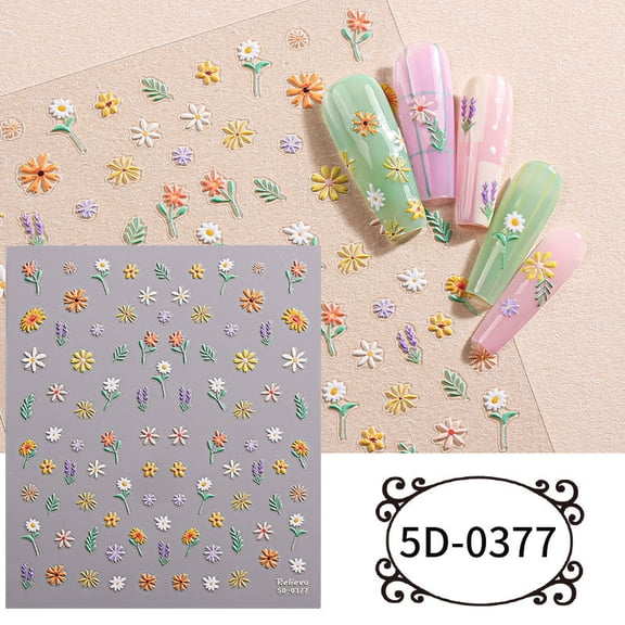 Lemon Fruit Flower Butterfly 5D Nail Art Stickers, Embossed and Fresh Style