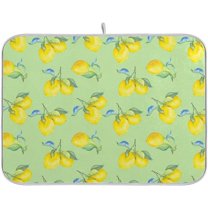 Lemon Fruit Green Dish Drying Mat Fun Print Quick Dry Large Pad Dish Mat for Kitchen Dishes Counter Mat 18x24 Inch